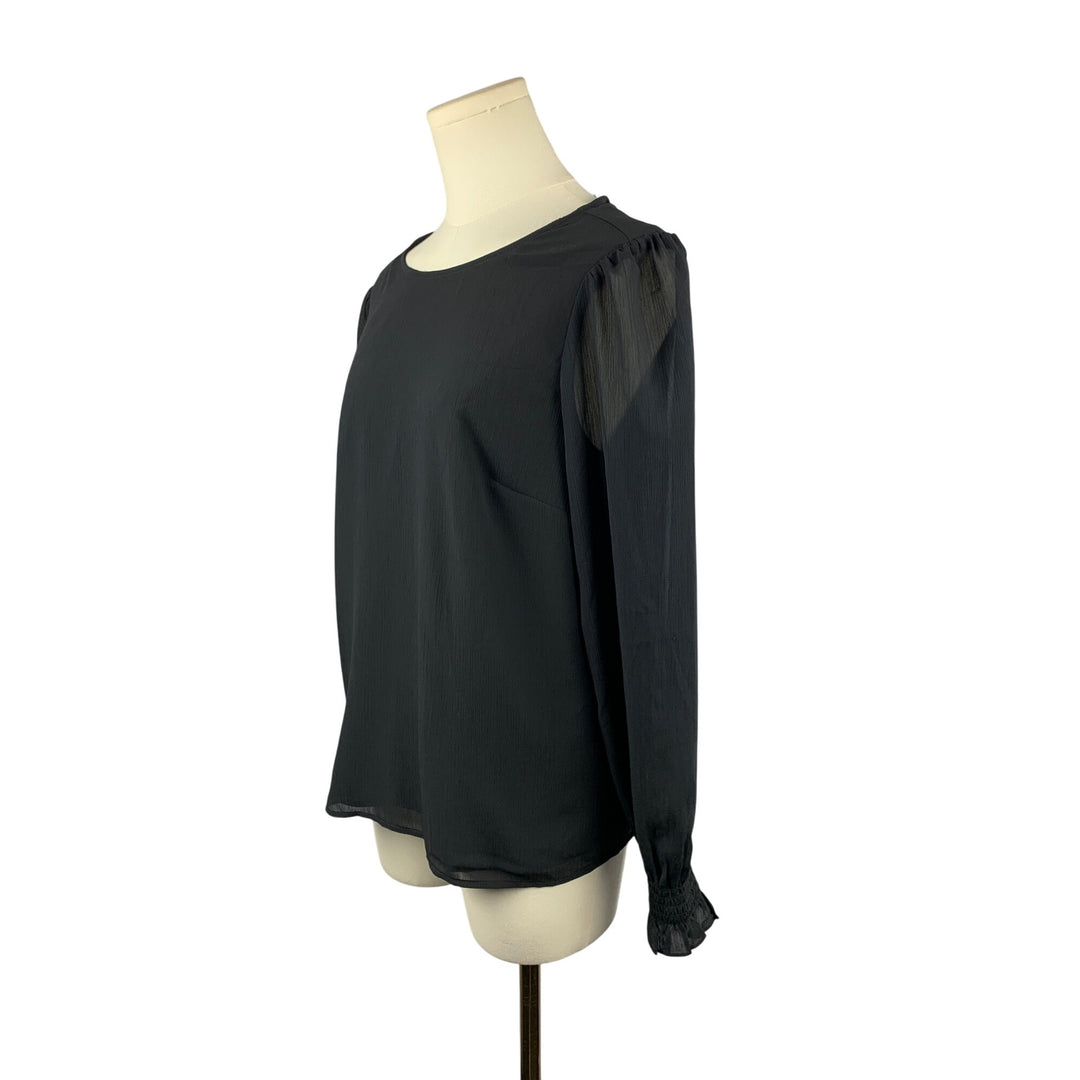 J.Crew Womens Black Long Sleeve Blouse XS Polyester & Recycled Polyester