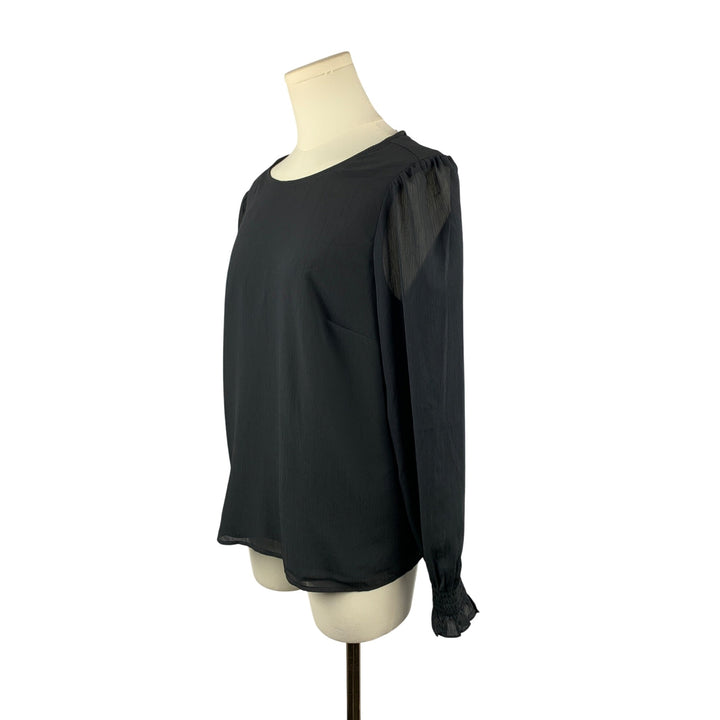 J.Crew Womens Black Long Sleeve Blouse XS Polyester & Recycled Polyester
