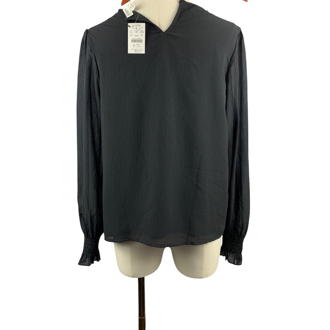 J.Crew Womens Black Long Sleeve Blouse XS Polyester & Recycled Polyester