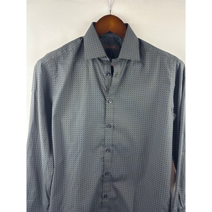Men’s Sand by Mario’s Small Black & Grey Patterned Button Down