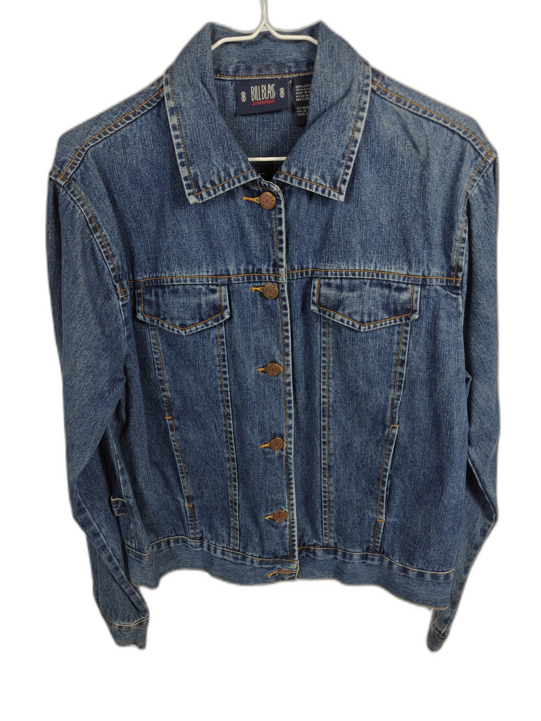 Vintage Bill Blass Womens Medium Blue Wash Cotton Trucker Jacket Size S