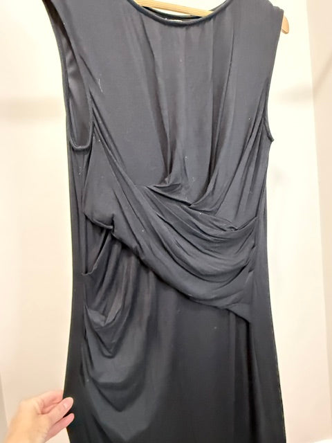 Kut From The Kloth Black Gathered Twist Waist Dress XL