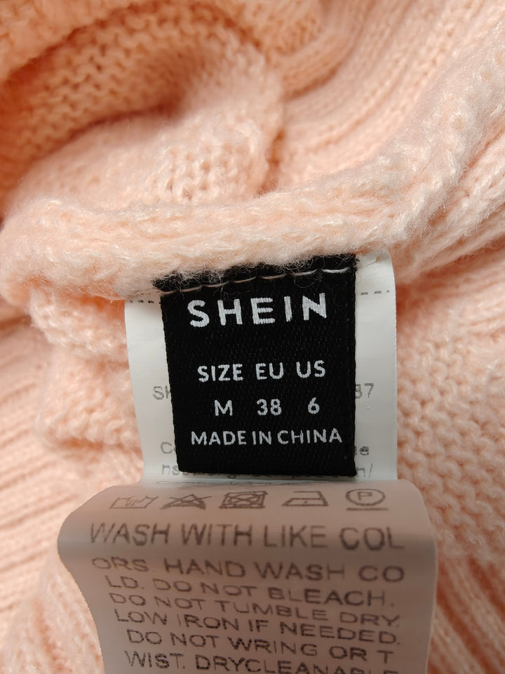 Womens SHEIN Sweater Vest Pink White Christmas Tree M