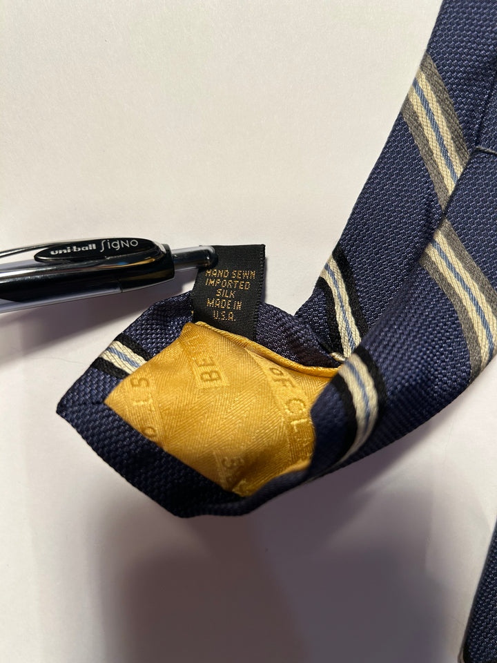 Robert Talbott Made in USA 100% Silk 4” Wide 2 Tie Lot Navy and Purple Striped