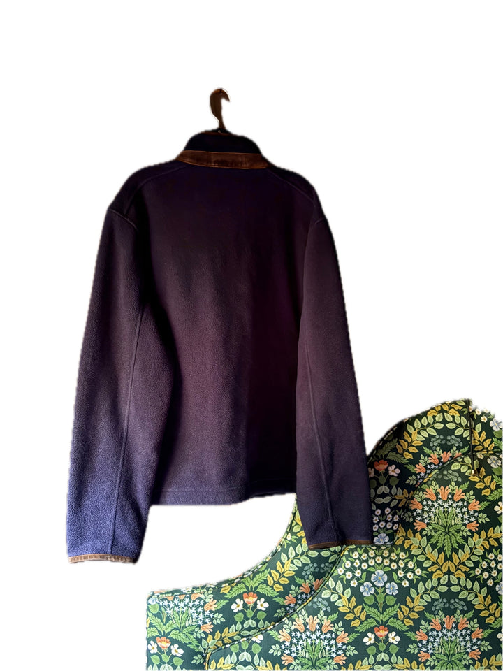 Polo Ralph Lauren Mens Navy Leather Trim Fleece Jacket Heritage