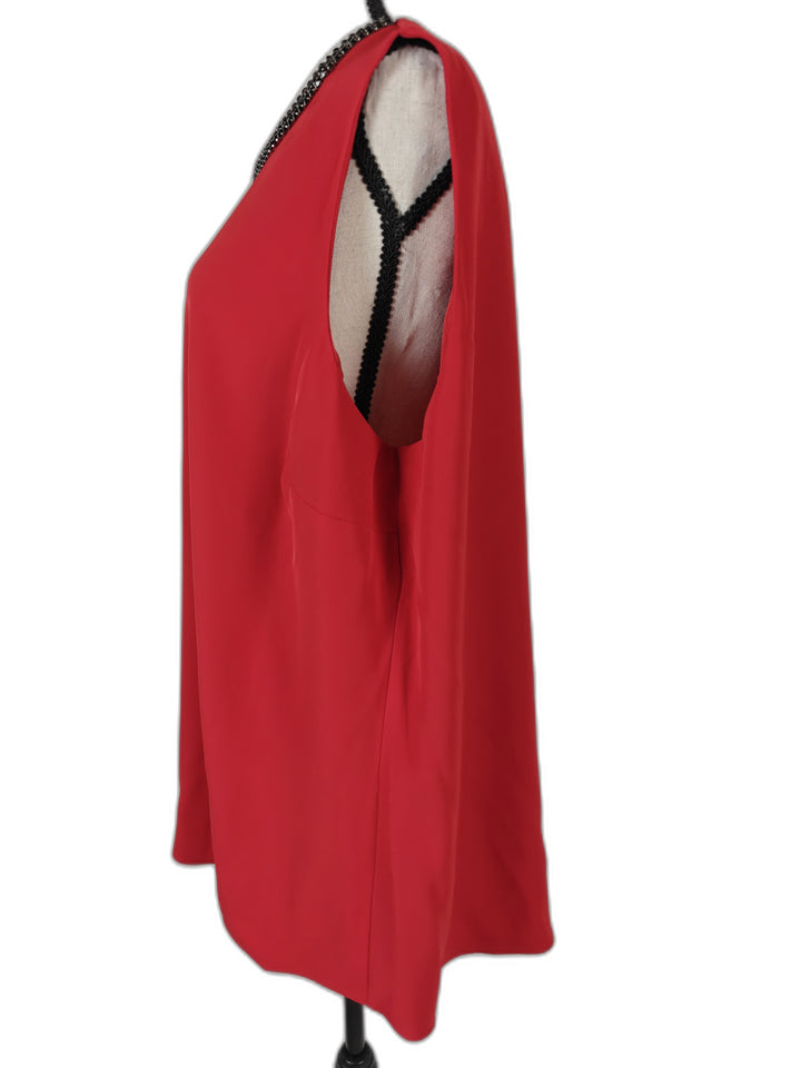 Womens Calvin Klein Sleeveless Embellished Blouse Red Size Unknown