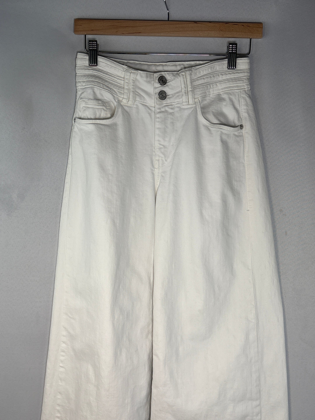 Womens Frame White Wide Leg High Waisted Cotton Jeans Size 25