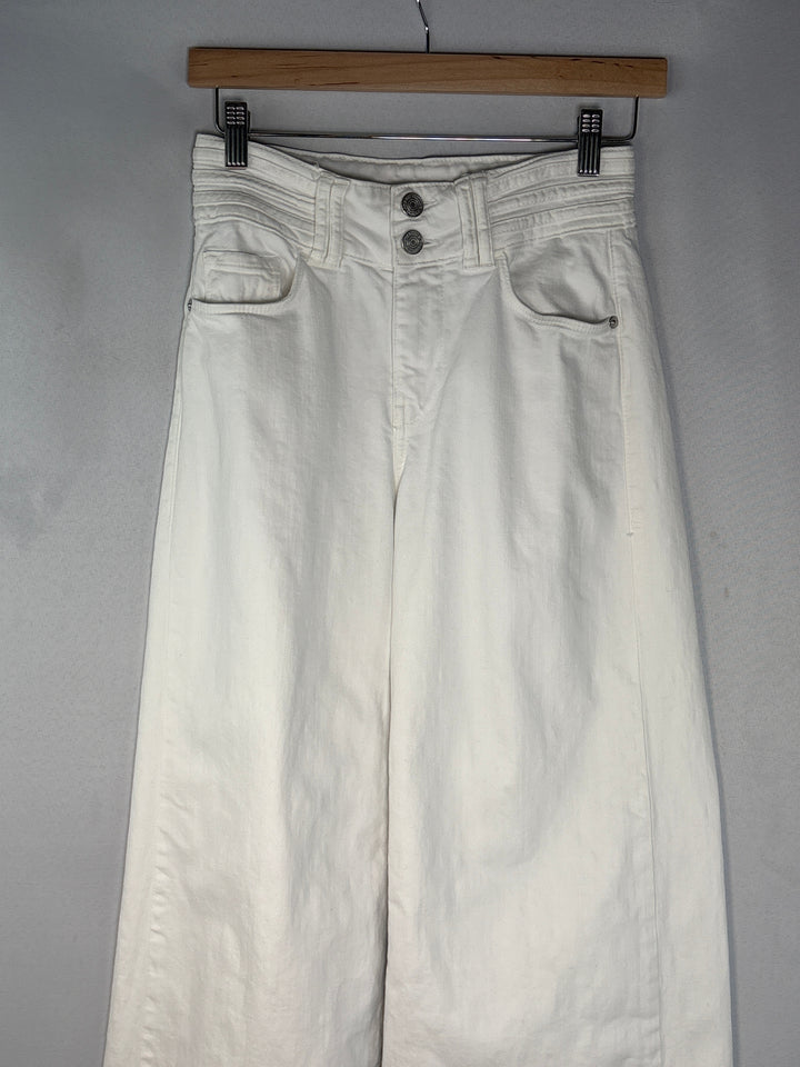 Womens Frame White Wide Leg High Waisted Cotton Jeans Size 25