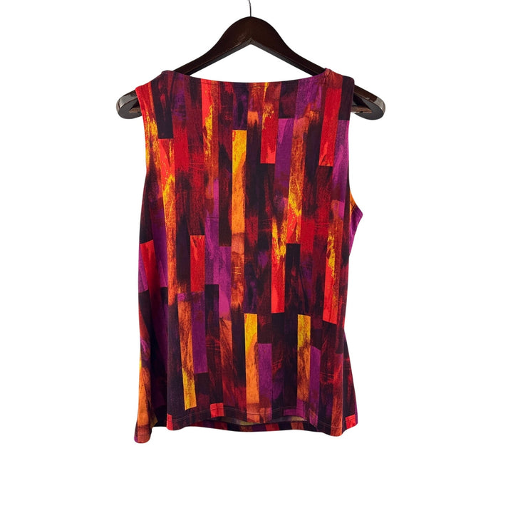Women’s Calvin Klein Purple, Red, Orange, & Black Patterned Cowelneck Blouse