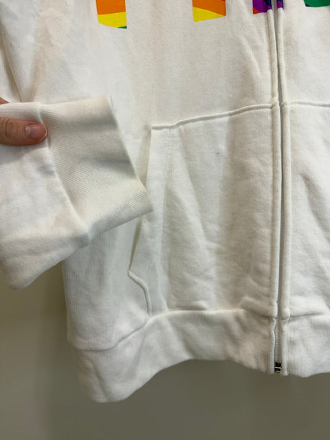 PINK Rainbow Logo Full Zip White Hoodie SzXL NWOT