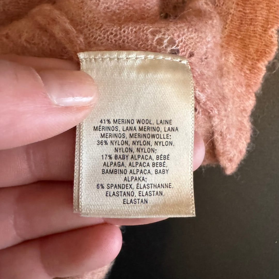 Anthropologie Feather Bone Dusty Pink Merino Alpaca-Blend Mock Neck Sweater, Small