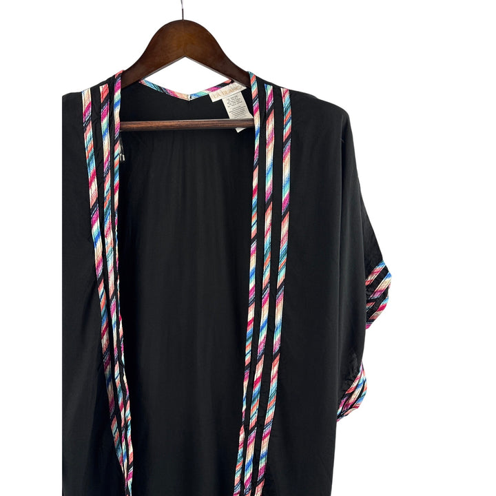 Women’s LA Blanca One Size Black Short Sleeve Shawl w/ Multicolor Stitching