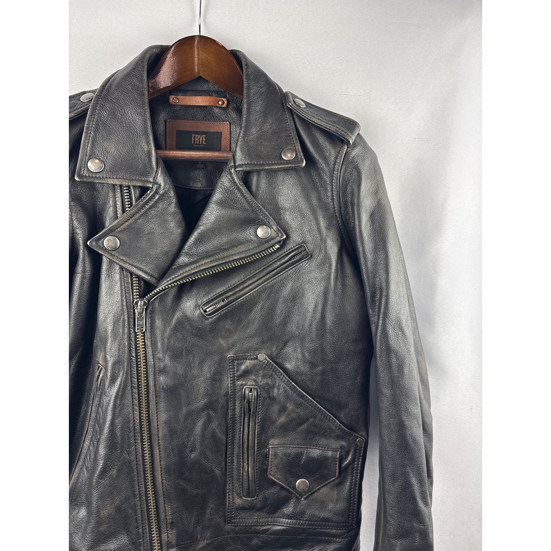 Women’s Frye Small Black Distressed Leather Motor Jacket