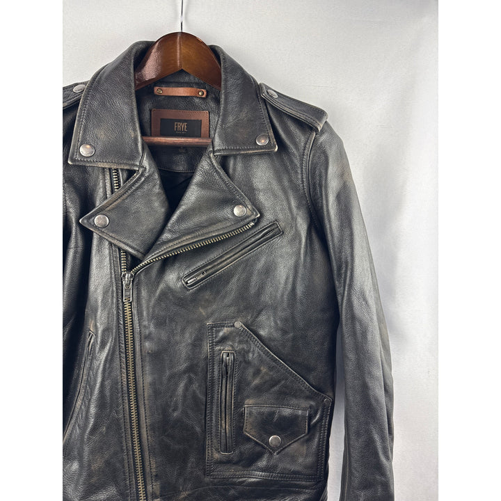 Women’s Frye Small Black Distressed Leather Motor Jacket