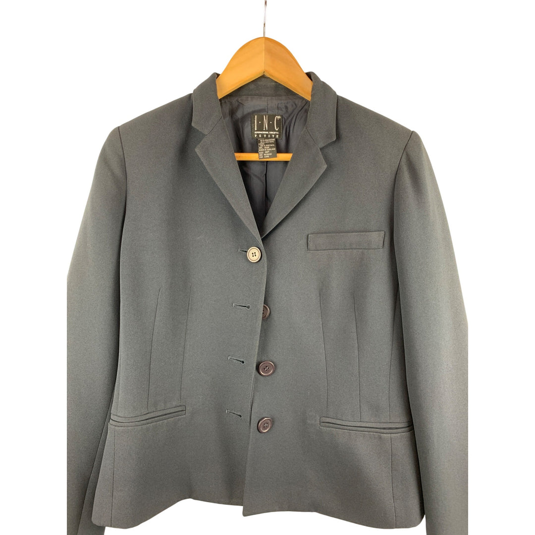 I.N.C Womens Grey Blazer Jacket 4P Petite Polyester/Acetate