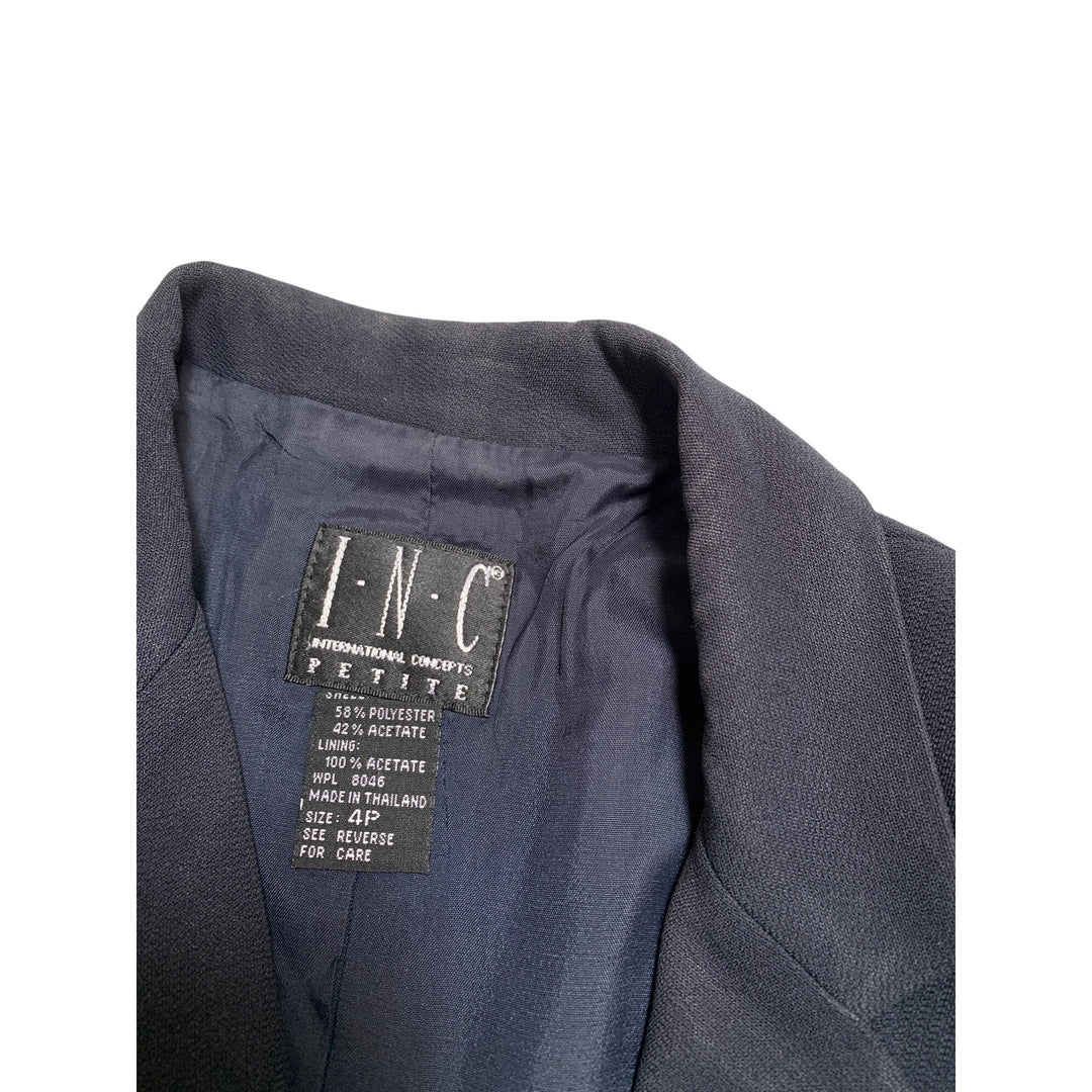 I.N.C Womens Grey Blazer Jacket 4P Petite Polyester/Acetate