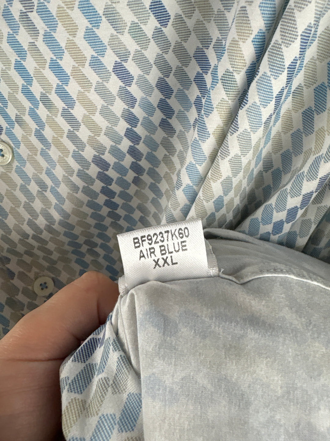 Men’s Bugatchi XXL White &amp; Blue Patterned Button Down