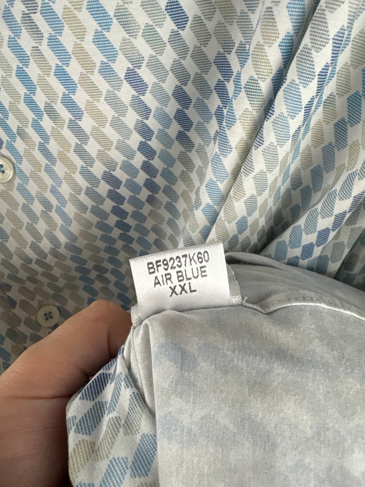 Men’s Bugatchi XXL White &amp; Blue Patterned Button Down
