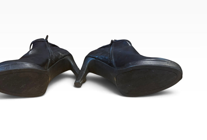 Kelly &amp; Katie Black Quilted Ankle Booties Size 9 Heeled Buckle Zip Platform