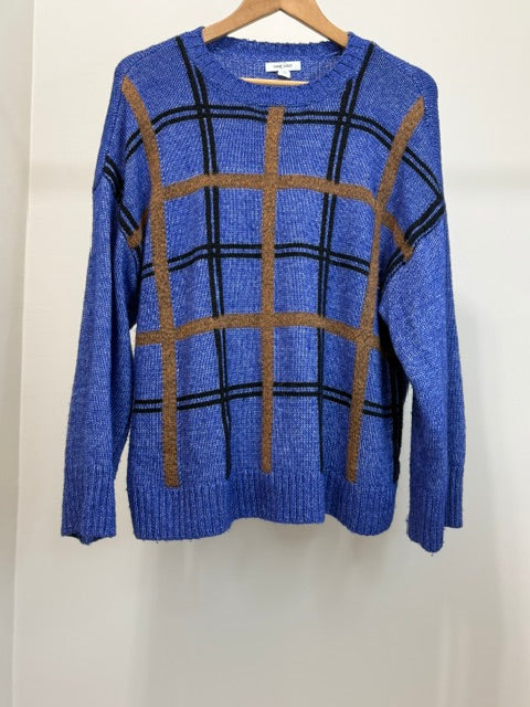 Nine West Plaid Sweater Purple Camel Black XL