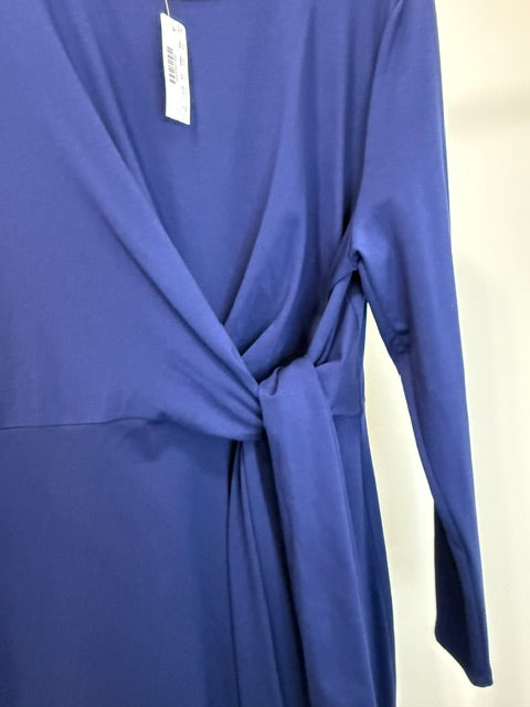 J.Crew Drapey Navy Tie‑Waist Faux Wrap Dress SzL NWT