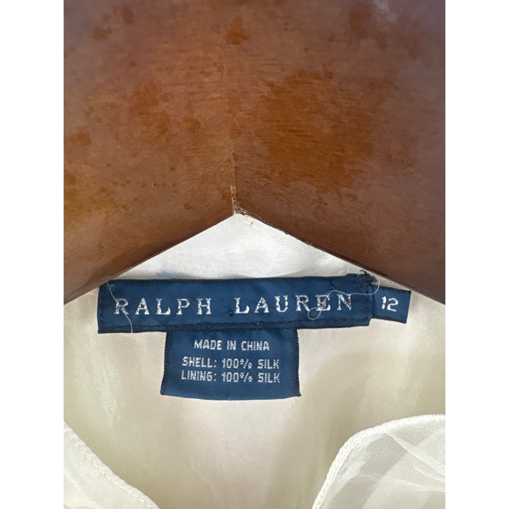 Women’s Ralph Lauren Size 12 Cream Sleeveless Ruffled Blouse