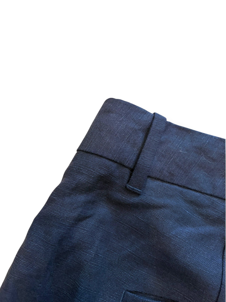 Aritzia Effortless Pant Linen Curve Fit Navy High Rise Wide Leg Size 12 NWT