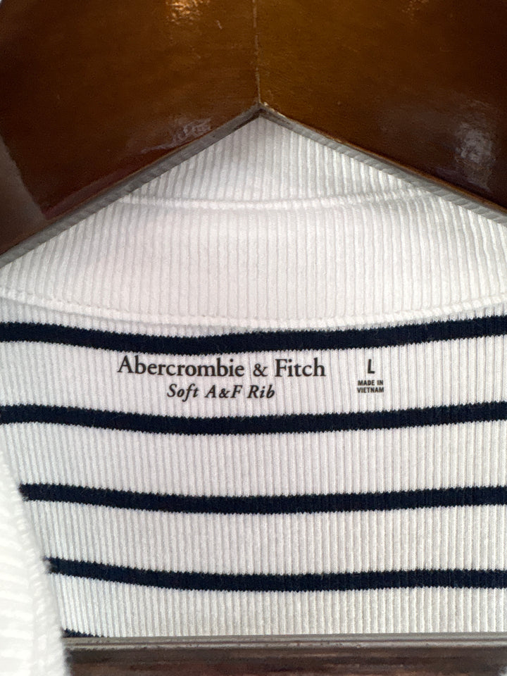 Women’s Abercrombie &amp; Fitch Large White &amp; Black Striped Bodysuit