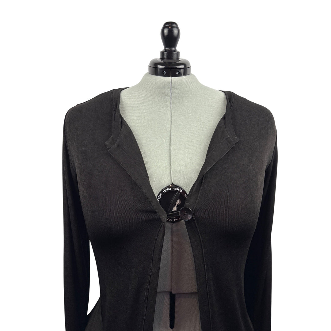 Women’s Chico’s Size 2XL Dark Grey Long Sleeve Cardigan with Single Shell Button