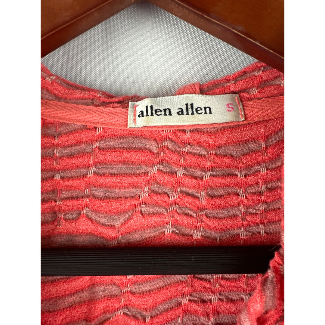 Allen Allen S Womens Textured Hooded Jacket Coral Stripe Zip Front