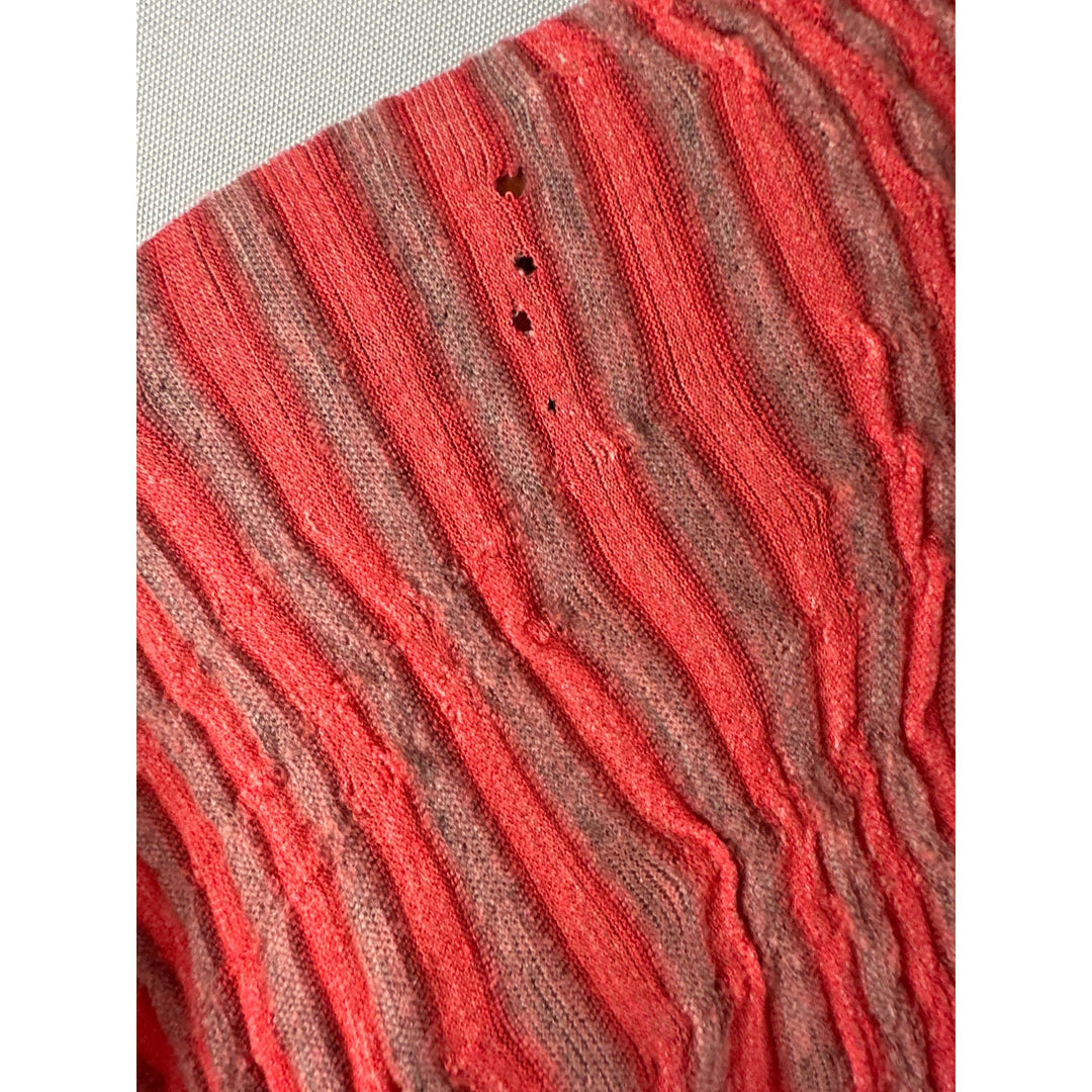 Allen Allen S Womens Textured Hooded Jacket Coral Stripe Zip Front