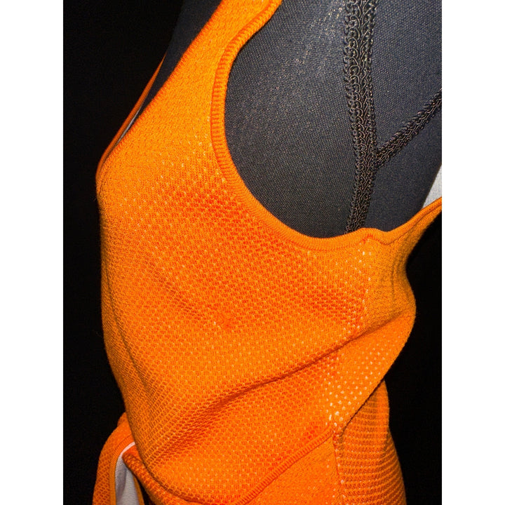Orange Knit Midi Dress With Tie Waist