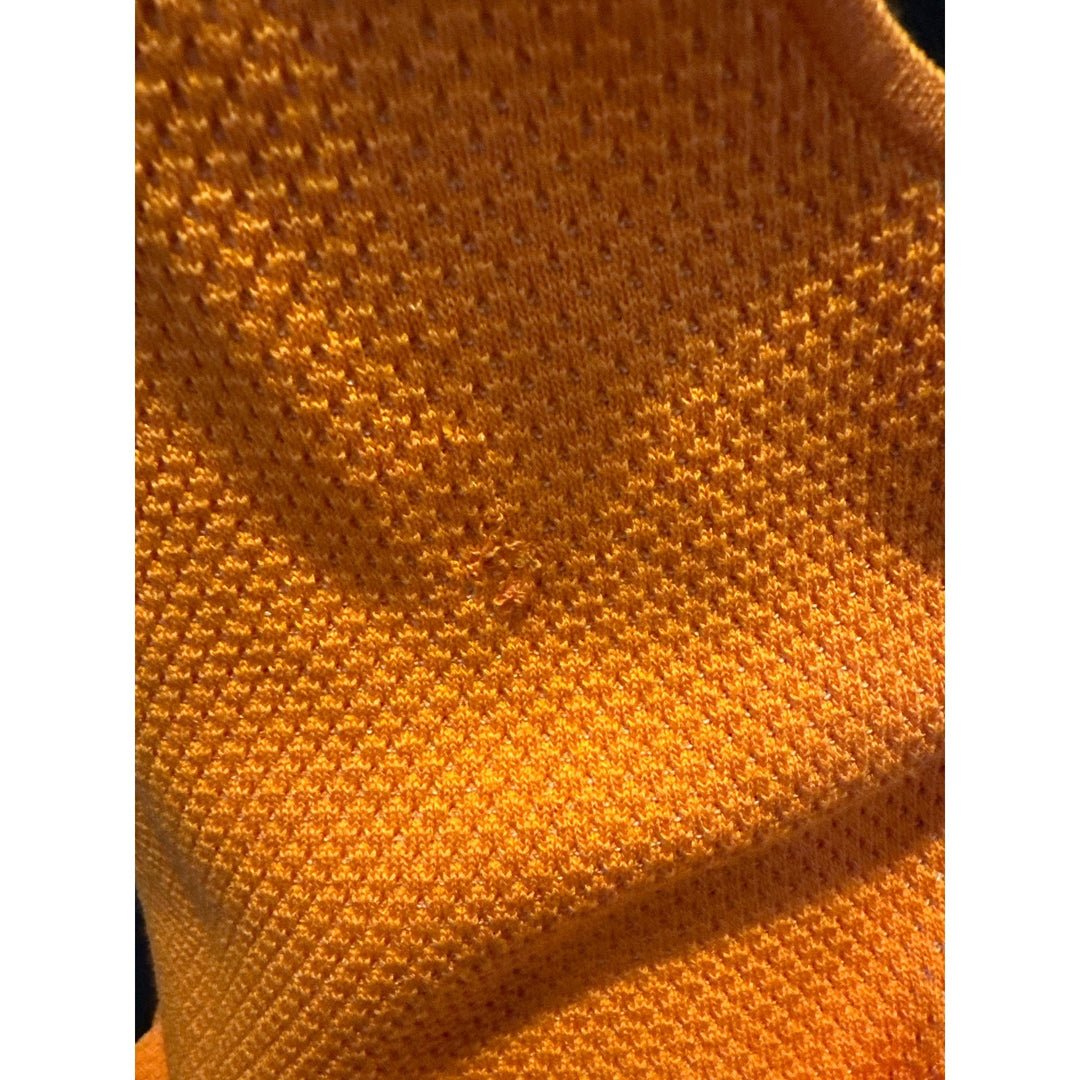 Orange Knit Midi Dress With Tie Waist