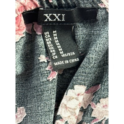 Women’s XXI Pink & Black Floral Sleeveless Ruffle Dress Sz M
