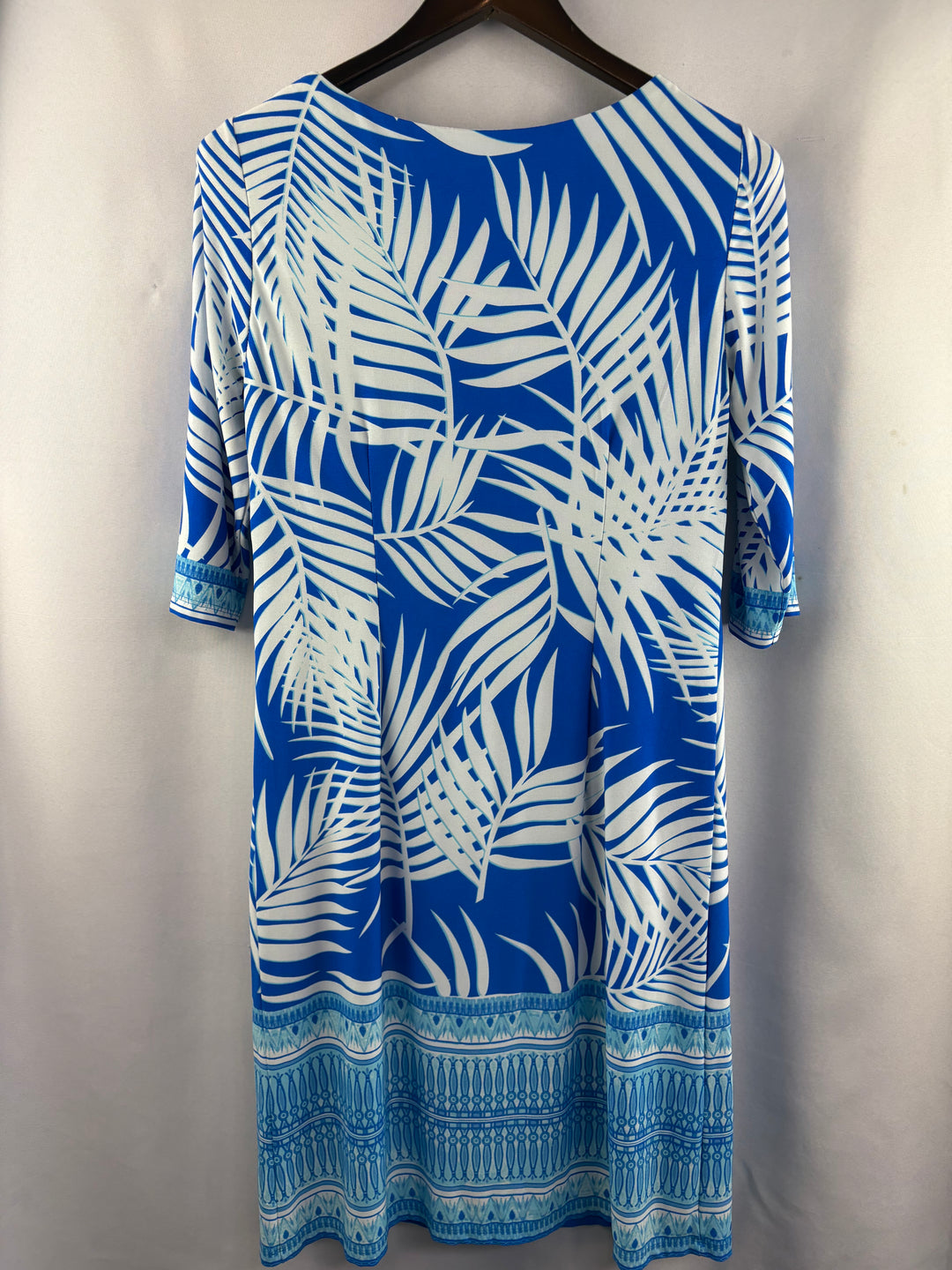 Women’s Studio One Small Blue & White Island Pattern Midid Dress