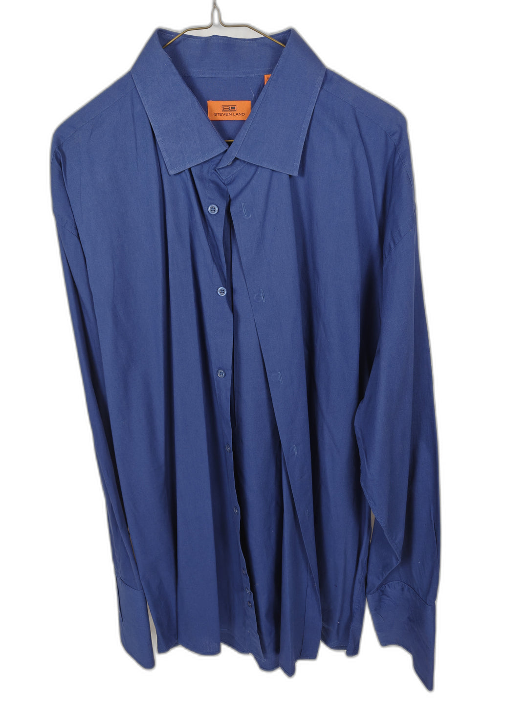 Steven Land French Cuff Dress Shirt Blue 18.5 36/37 100% Cotton Men's Formal