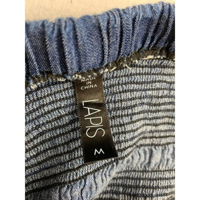 Lapis Blue Halter Strapless Smocked Dress S