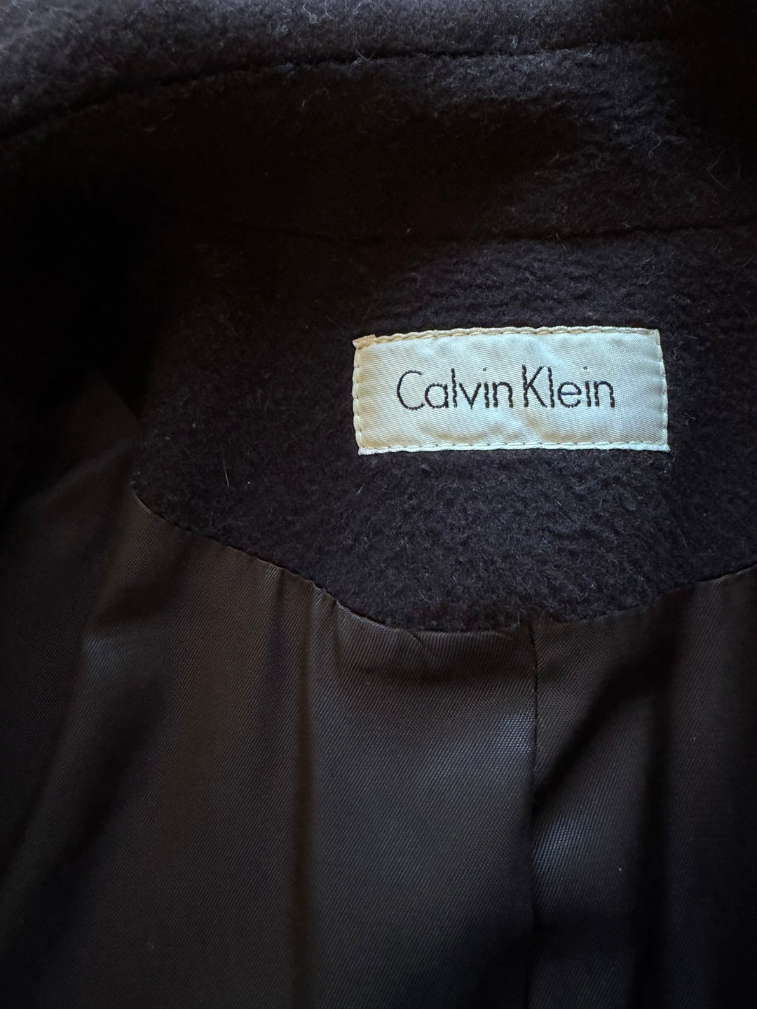 Vintage Calvin Klein 100% Merino Wool Chocolate Brown Double-Breasted Peacoat