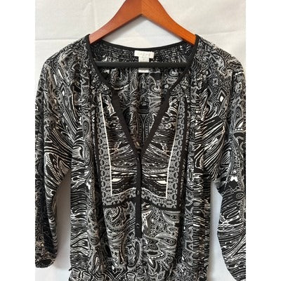 Cache M Knee Length Black and White Patterned Dress