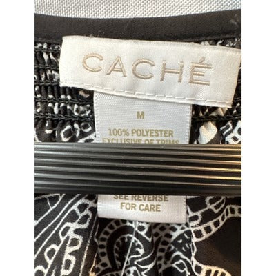 Cache M Knee Length Black and White Patterned Dress