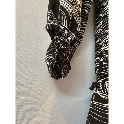 Cache M Knee Length Black and White Patterned Dress