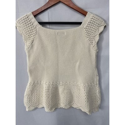 Art Class XL Cream Knit Top With Scallop Hem
