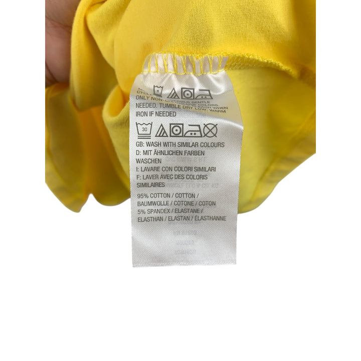 D&Co Womens Yellow Lace-Up Top Size 2X Cotton/Spandex Short Sleeve Casual Wear