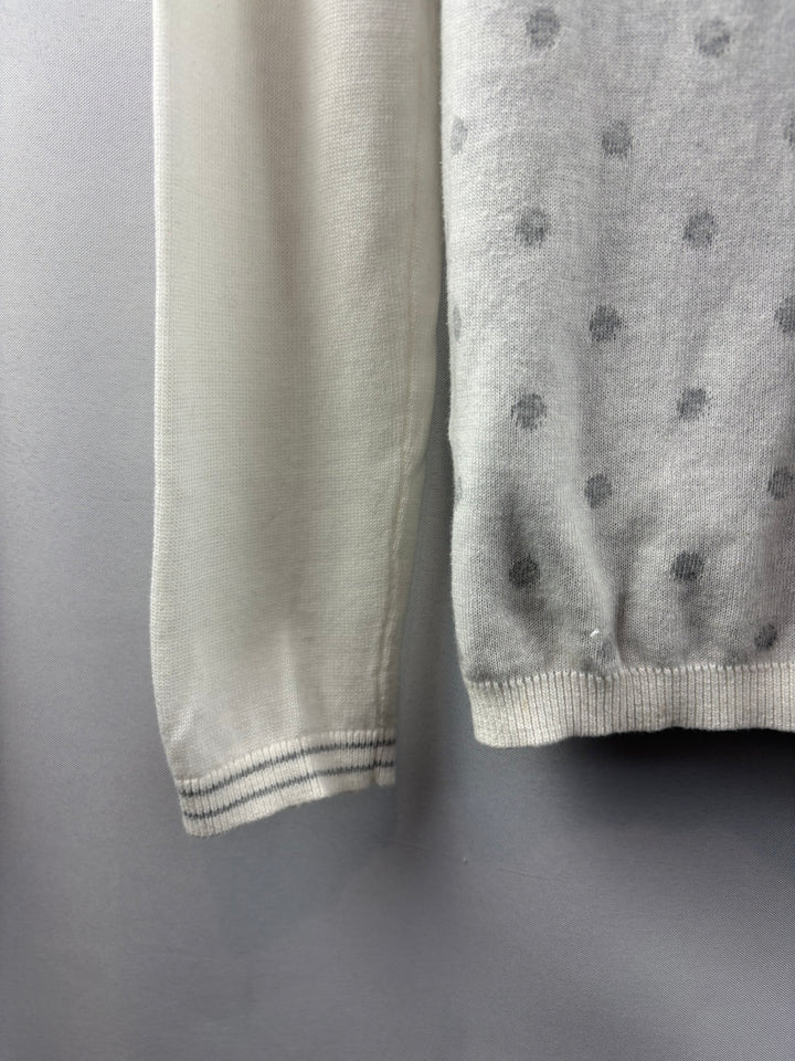 Women’s Tommy Hilfiger Small Cream w/ Gray Polka Dots Crewneck Sweater