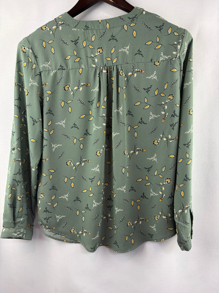Women’s 41 Hawthorne Small Sage Green Floral Blouse