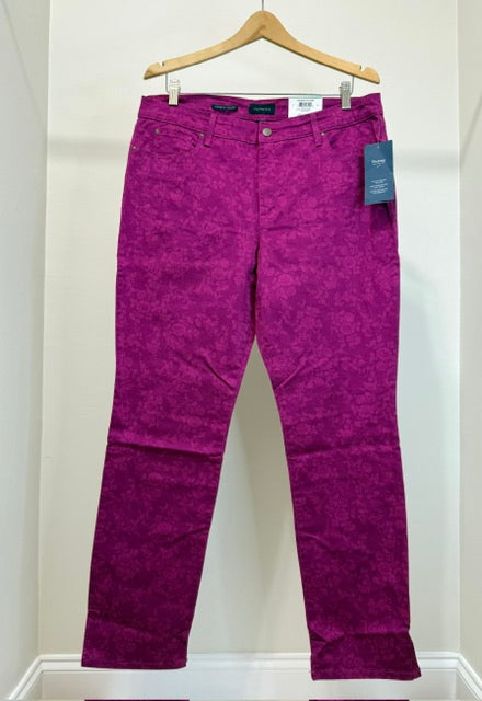 Charter Club Lexington Straight Pink Floral Jacquard Pant Sz16 NWT