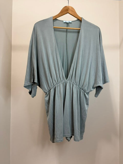 She + Sky Sage Green Dolman Sleeve Romper SzL