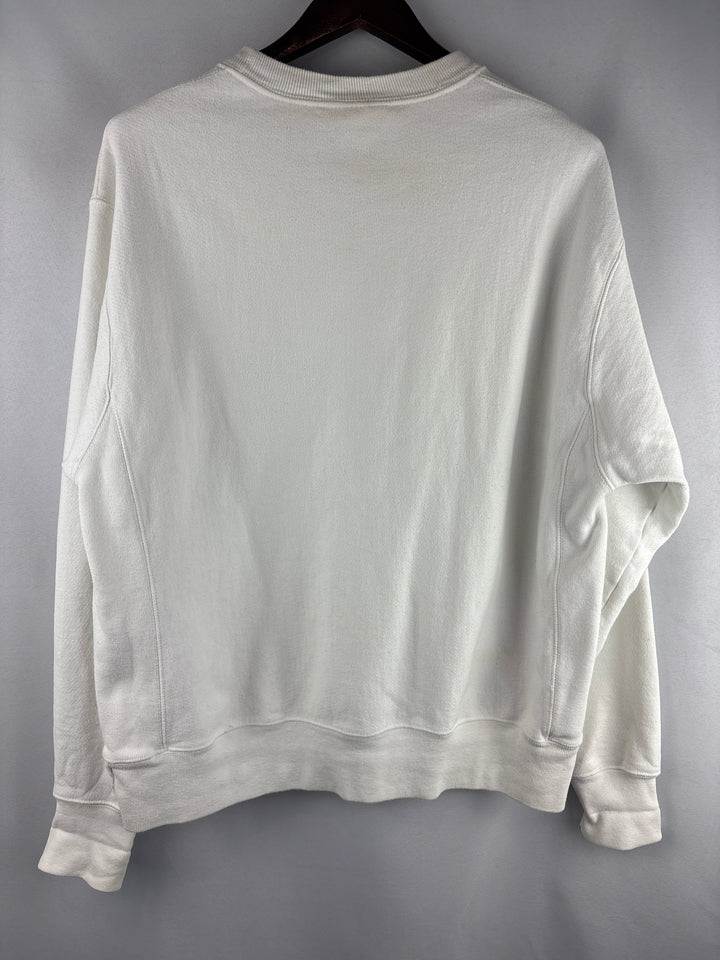 Women’s Champion Large White Crewneck w/ Green Embroidery