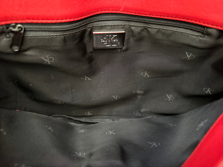 Calvin Klein Vintage Red Leather Shoulder Bag Minimalist 90s Y2K