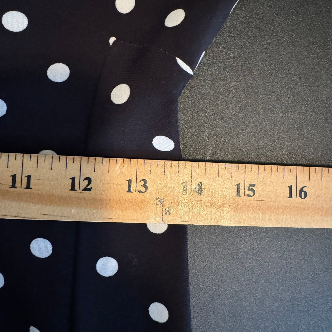 Lauren Ralph Lauren Black Polka Dot Swing Dress, Short Sleeve, Knee-Length, Size 6P